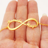 Boho Infinity Name Bracelet Personalized Cross Nameplate Wrist Chain