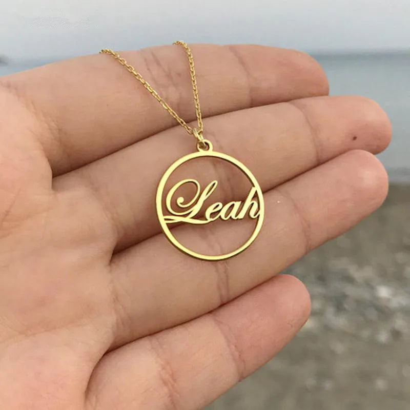 Personalized Eternity Circle Name Necklace - Custom Nameplate Choker