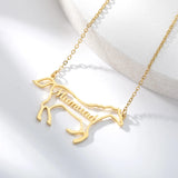 Personalized Horse Name Necklace Animal Jewelry Nameplate Choker Necklace
