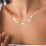 Personalized Two Name Necklace with Heart Stainless Steel Double Name Necklaces