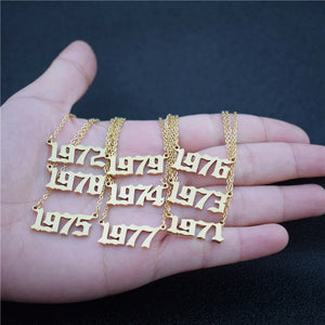 Year Number Necklace 1971-1979 Collares Women Jewelry