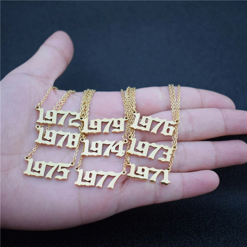 Year Number Necklace 1971-1979 Collares Women Jewelry