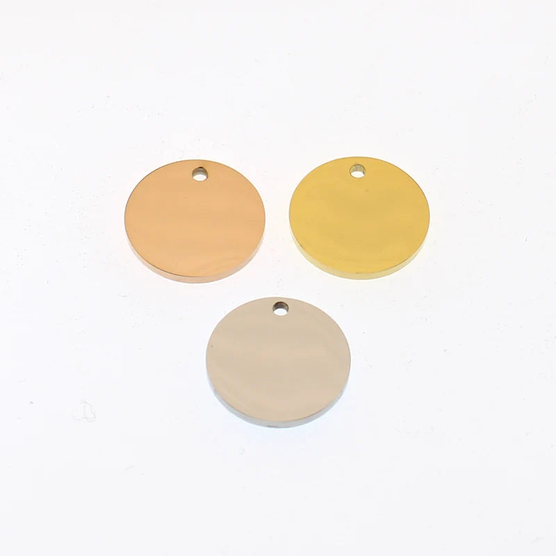 Stainless Steel Round Charms Logo Engrave for Jewelry Making