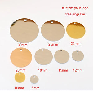 Stainless Steel Round Charms Logo Engrave for Jewelry Making