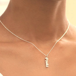 Personalized Name Necklace Vertical Nameplate Rose Gold Collane