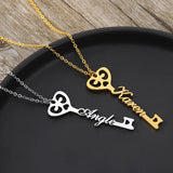 Key Name Necklaces For Women Stainless Steel Choker Heart Infinity Love Key Neck