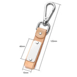 Brown Leather Key Chain Holder Personalized Phone Number Stainless Steel Buckle