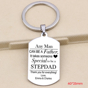 Stepfather Keychain Engraved Thank You For Everything Family Men's Gift
