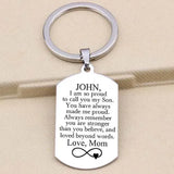 Proud Son Personalized Name Keychain Love Mom Family Gift
