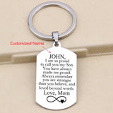 Proud Son Personalized Name Keychain Love Mom Family Gift