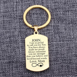 Proud Son Personalized Name Keychain Love Mom Family Gift