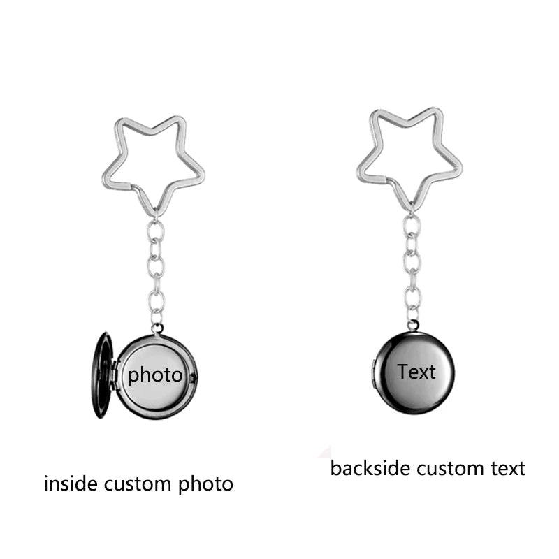 Personalized Stainless Steel Star Keychain with Photo Engraving