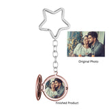 Personalized Stainless Steel Star Keychain with Photo Engraving