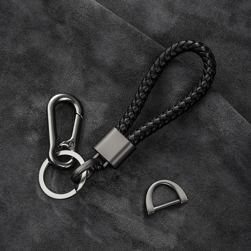 Woven Leather Car Key Ring Men Women Key Chain Waist Personalized Gift