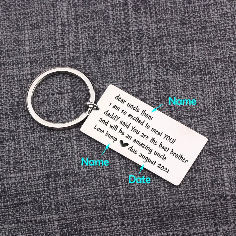Personalized Uncle Name Key Ring Chain Stainless Steel Car Key Tag