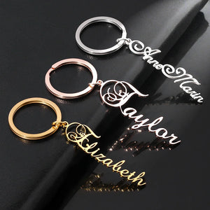 Custom Name Letter Pendant Keychain for Women