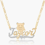 Personalized Kids Cartoon Name Necklace Teddy Bear Pendant