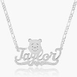Personalized Kids Cartoon Name Necklace Teddy Bear Pendant