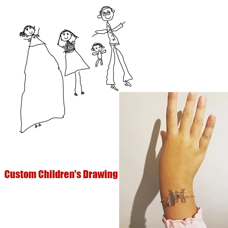 Kids Drawing Bracelet Stainless Steel Chain Personalized Mother's Gift BFF