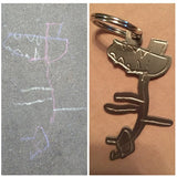 Personalized Kids Drawing DIY Keychains Engrave Artwork Stainless Steel