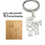 Personalized Kids Drawing DIY Keychains Engrave Artwork Stainless Steel
