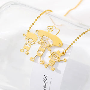 Custom Kids Drawing Necklace for Mom Grandma
