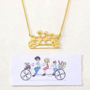 Kids Drawing Necklace for Women Stainless Steel Personalized Children Artwork