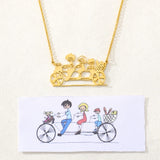 Kids Drawing Necklace for Women Stainless Steel Personalized Children Artwork