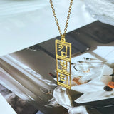 Korea Name Plate Tag Pendant Necklace for Women Stainless Steel Initial Jewelry