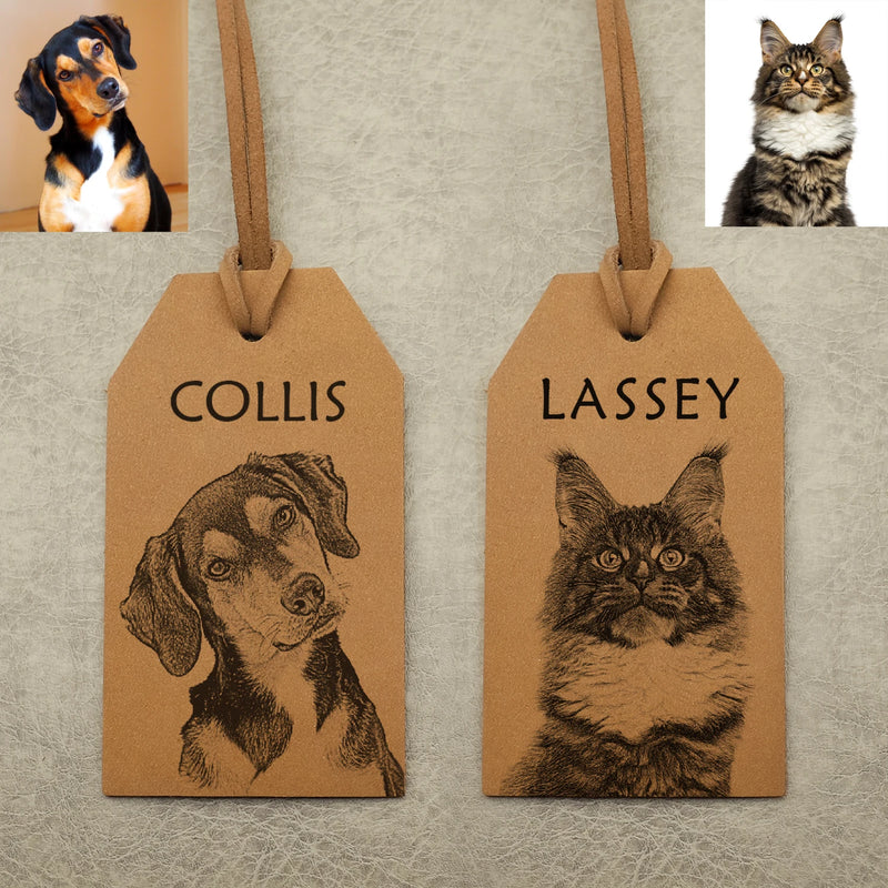 Personalized Pet Photo Luggage Tag, Custom Dog Cat Travel Label