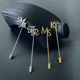 Stainless Steel Initials Brooch Letters Lapel Pin