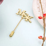 Stainless Steel Initials Brooch Letters Lapel Pin