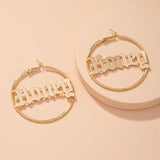 Large Circle Hoop Earring Stainless Steel Earrings Sexy Name Drop Hip-hop Jewelr
