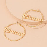 Large Circle Hoop Earring Stainless Steel Earrings Sexy Name Drop Hip-hop Jewelr