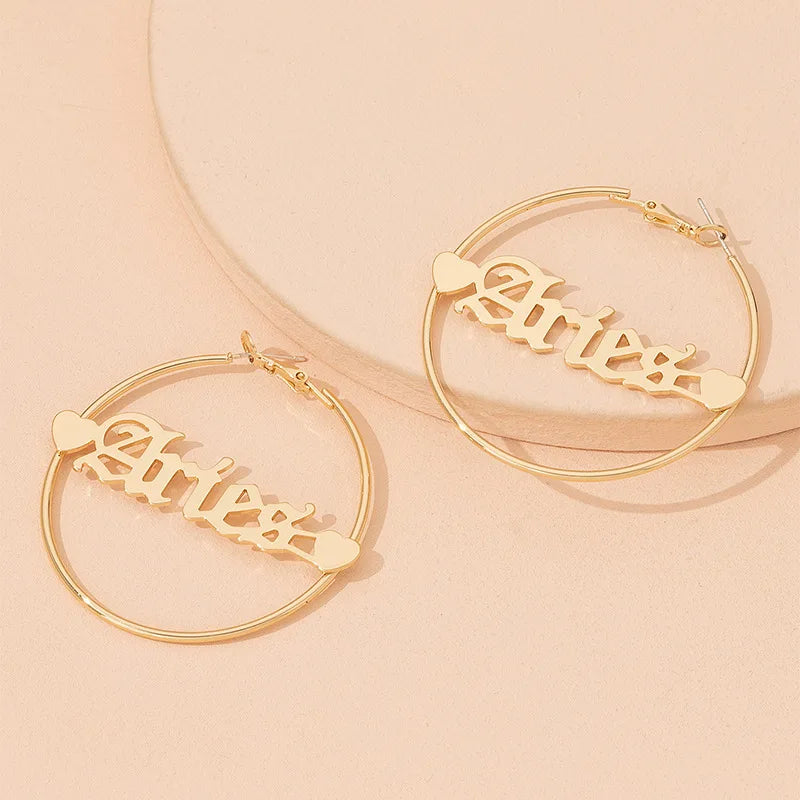 Large Circle Hoop Earring Stainless Steel Earrings Sexy Name Drop Hip-hop Jewelr