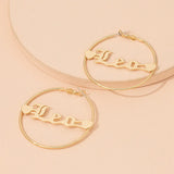 Large Circle Hoop Earring Stainless Steel Earrings Sexy Name Drop Hip-hop Jewelr