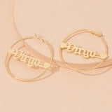 Large Circle Hoop Earring Stainless Steel Earrings Sexy Name Drop Hip-hop Jewelr