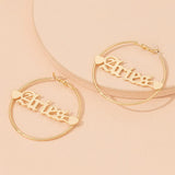 Large Circle Hoop Earring Stainless Steel Earrings Sexy Name Drop Hip-hop Jewelr