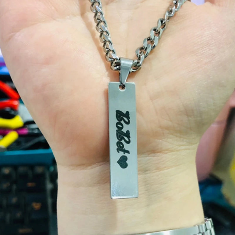 Personalized Name Bar Necklace Stainless Steel Jewelry