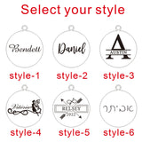 Personalized Laser Engraved Names Necklace Stainless Steel Round Pendant