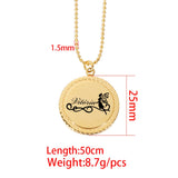 Personalized Laser Engraved Names Necklace Stainless Steel Round Pendant