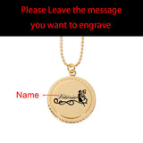 Personalized Laser Engraved Names Necklace Stainless Steel Round Pendant