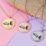 Personalized Laser Engraved Names Necklace Stainless Steel Round Pendant