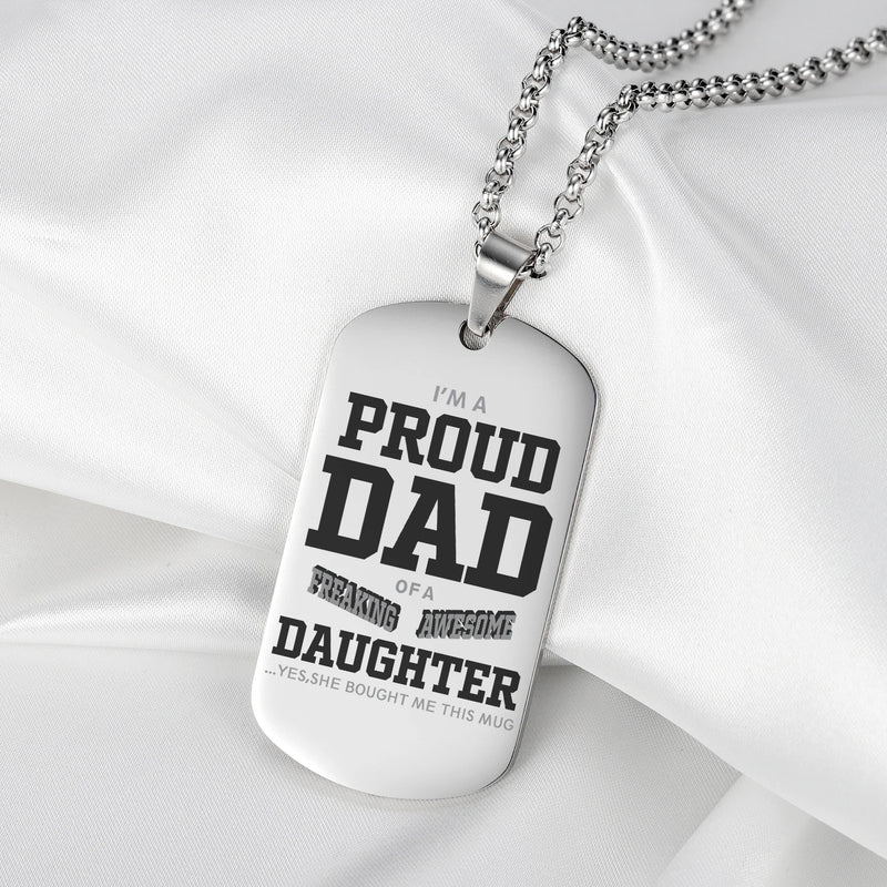 Custom Engraved Dog Tag Necklace for Men - Stainless Steel