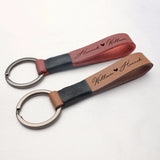 Personalized Couple Key Chain Leather Key Fob for Women Men