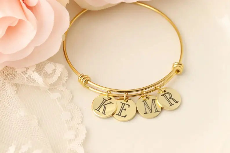 Letter Bracelet Zirconia Initial Cuff Jewelry