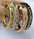 Initial Bangle Zirconia Pave Letter Diamond Bracelets Kid Adult Unique Cuff 