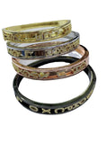 Initial Bangle Zirconia Pave Letter Diamond Bracelets Kid Adult Unique Cuff 
