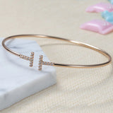 Letter Bracelet Initial Bangle Zirconia Pave DIY Diamond Bracelets