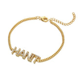 Personalized CZ Stone Inlaid Charms Capital Alphabet Chain Bracelet